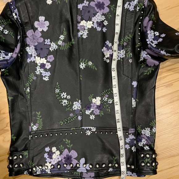 NEW!! $645 MICHAEL KORS Floral Embroidered Leather Moto Jacket; Size Small - Picture 6 of 8